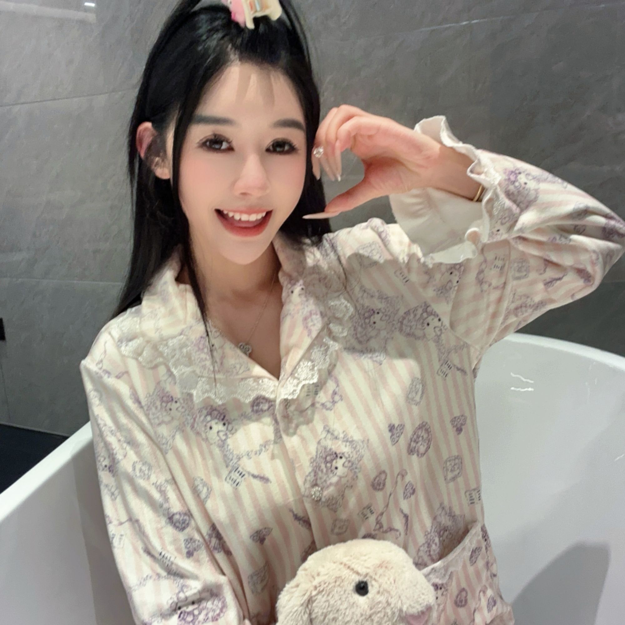 SIEOYJIEA/私迹【云漫清颜长袖】轻奢海岛绒秋冬女款睡衣家居服套装