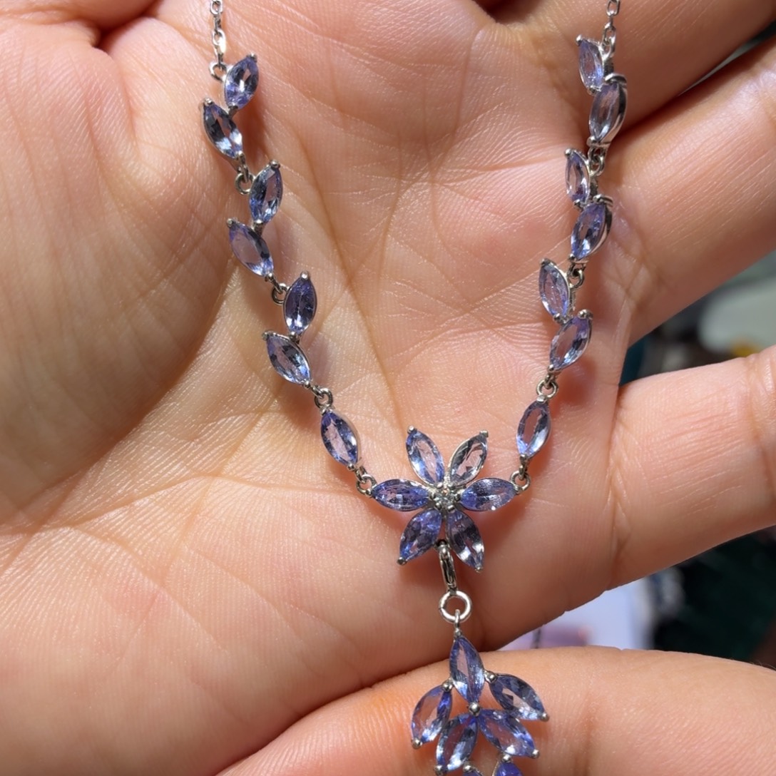 颈饰坦桑石银S925镶嵌