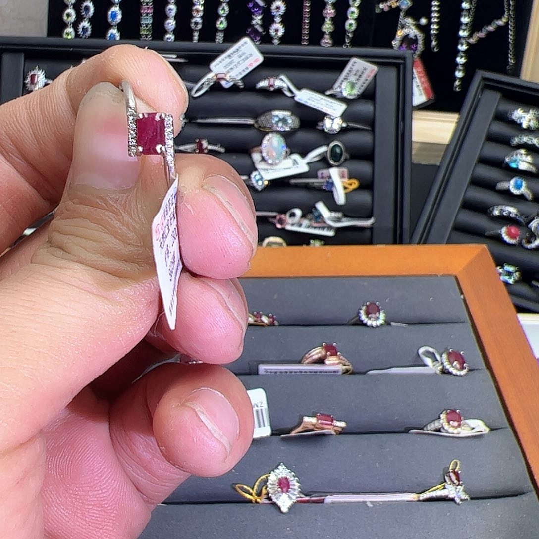 红宝石戒指银S925镶嵌