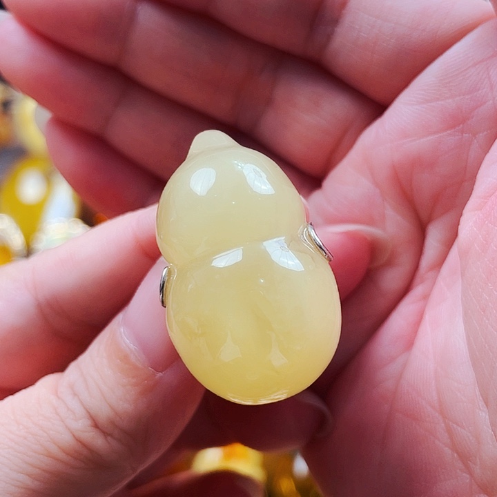 唐***儿裸石琥珀银S925镶嵌戒指