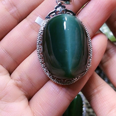 和田玉挂件银S925镶嵌