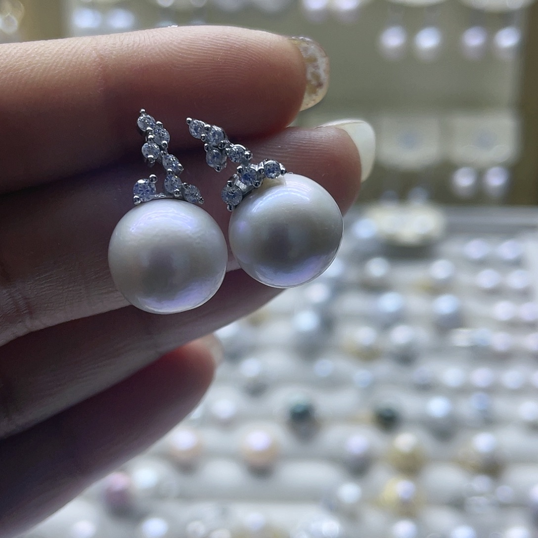淡水珍珠耳饰银S925镶嵌