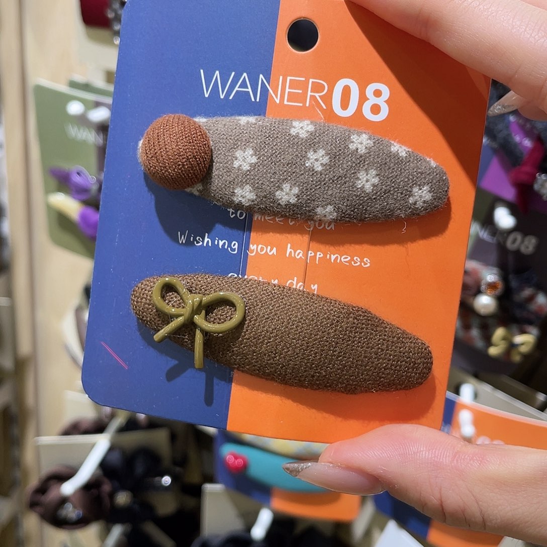 布艺非金属咖碎花蝴蝶结