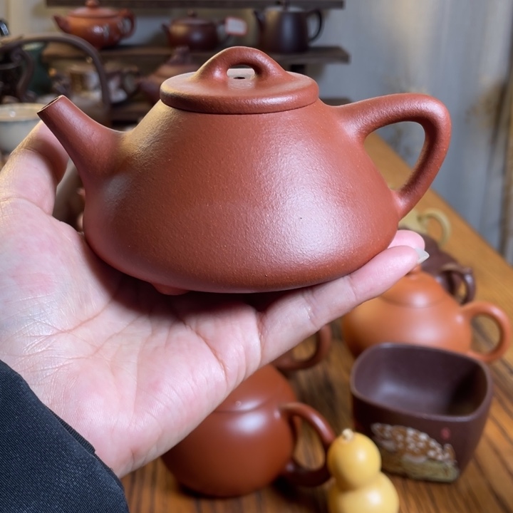 紫砂茶壶半手工红将坡子冶石瓢220cc