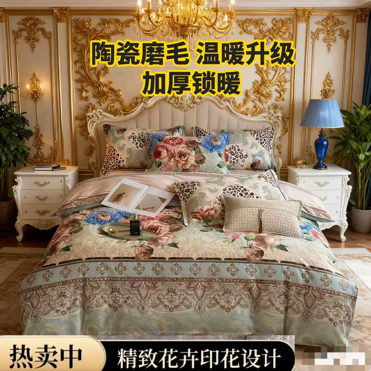 【30天试睡】专柜高端定制秋冬亲肤加厚磨毛四件套柔软升级版 似锦