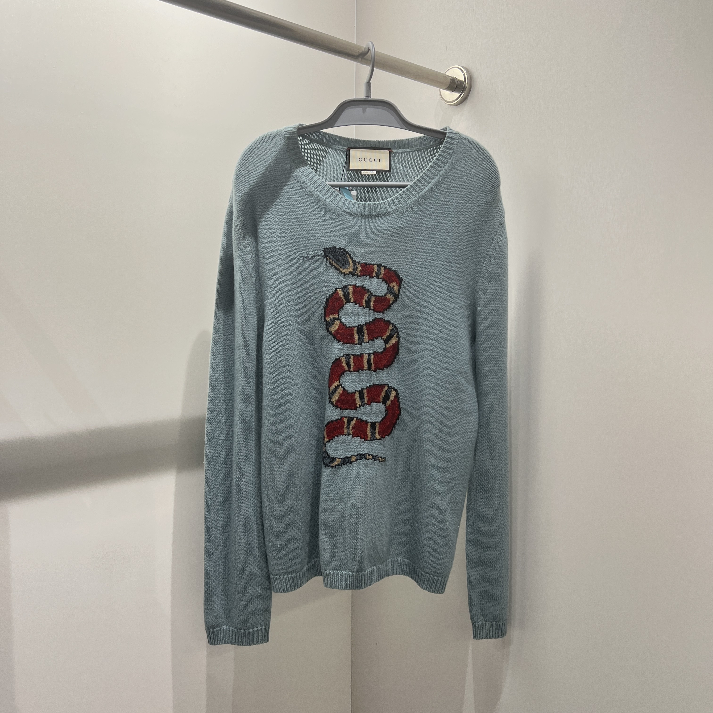 99新 GUCCI/古驰 wdf228/小蛇刺绣毛衣 羊毛 L码