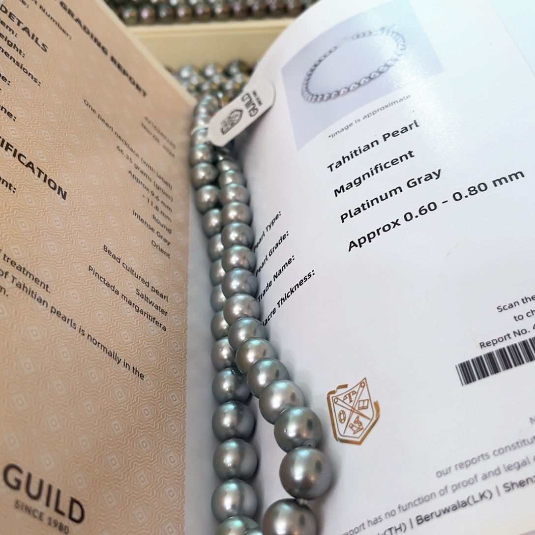 未镶嵌海水珍珠颈饰铂金灰大证