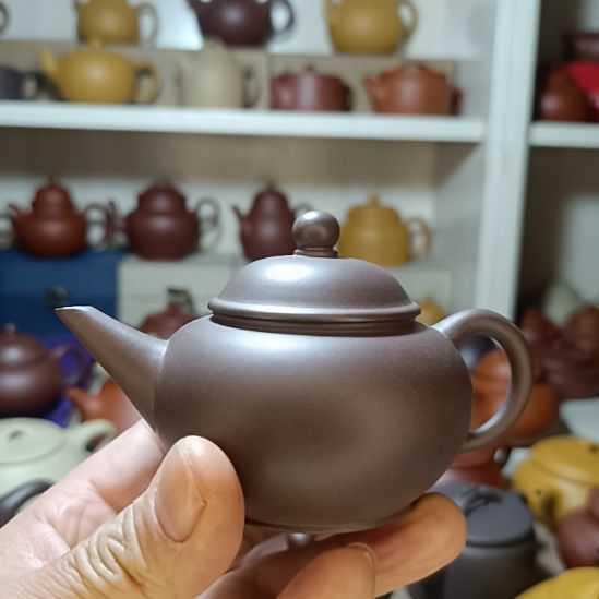 茶壶紫砂原矿天青水平内推150cc半手工