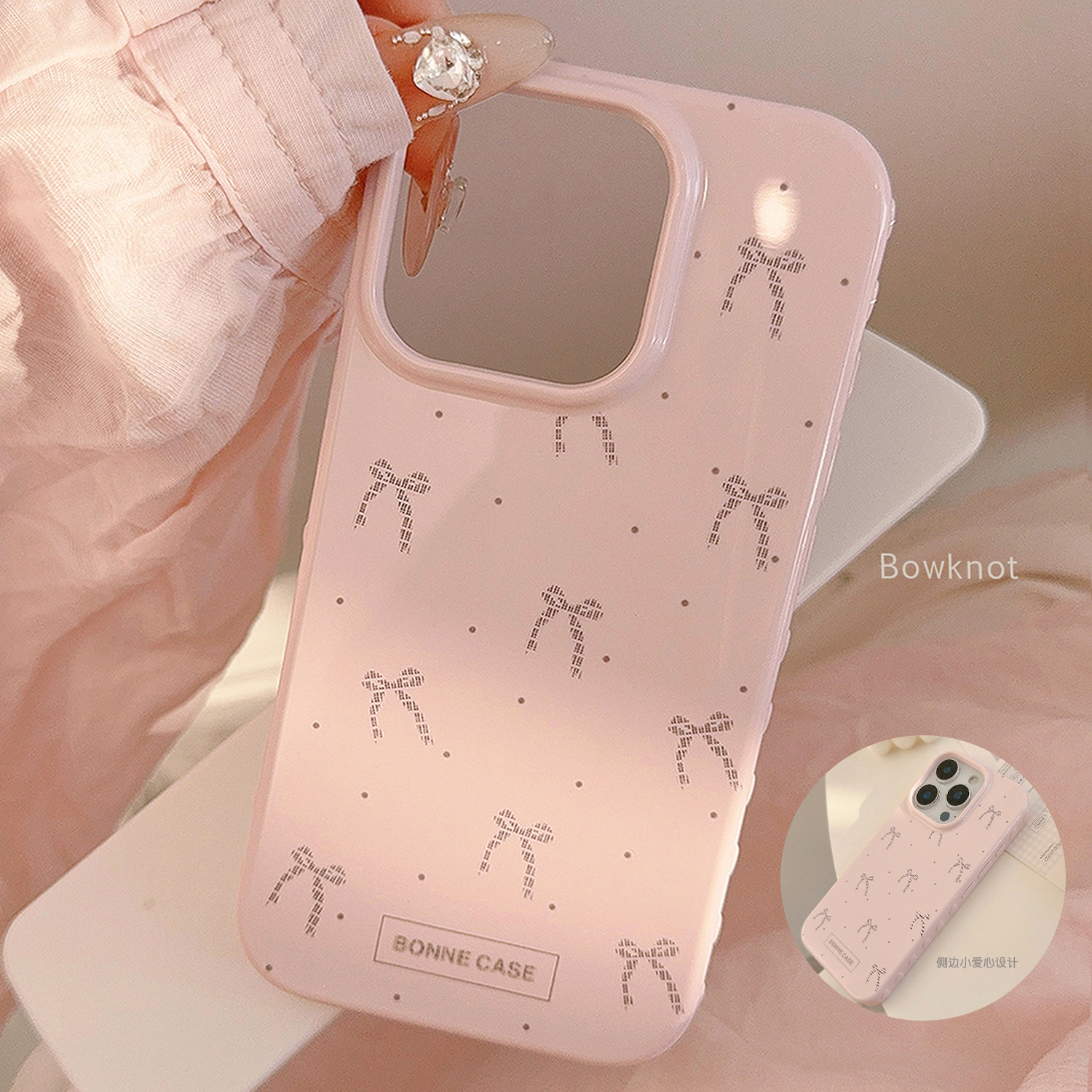 古早风苹果16手机壳13硅胶12适用iphone15promax防摔14甜妹蝴蝶结