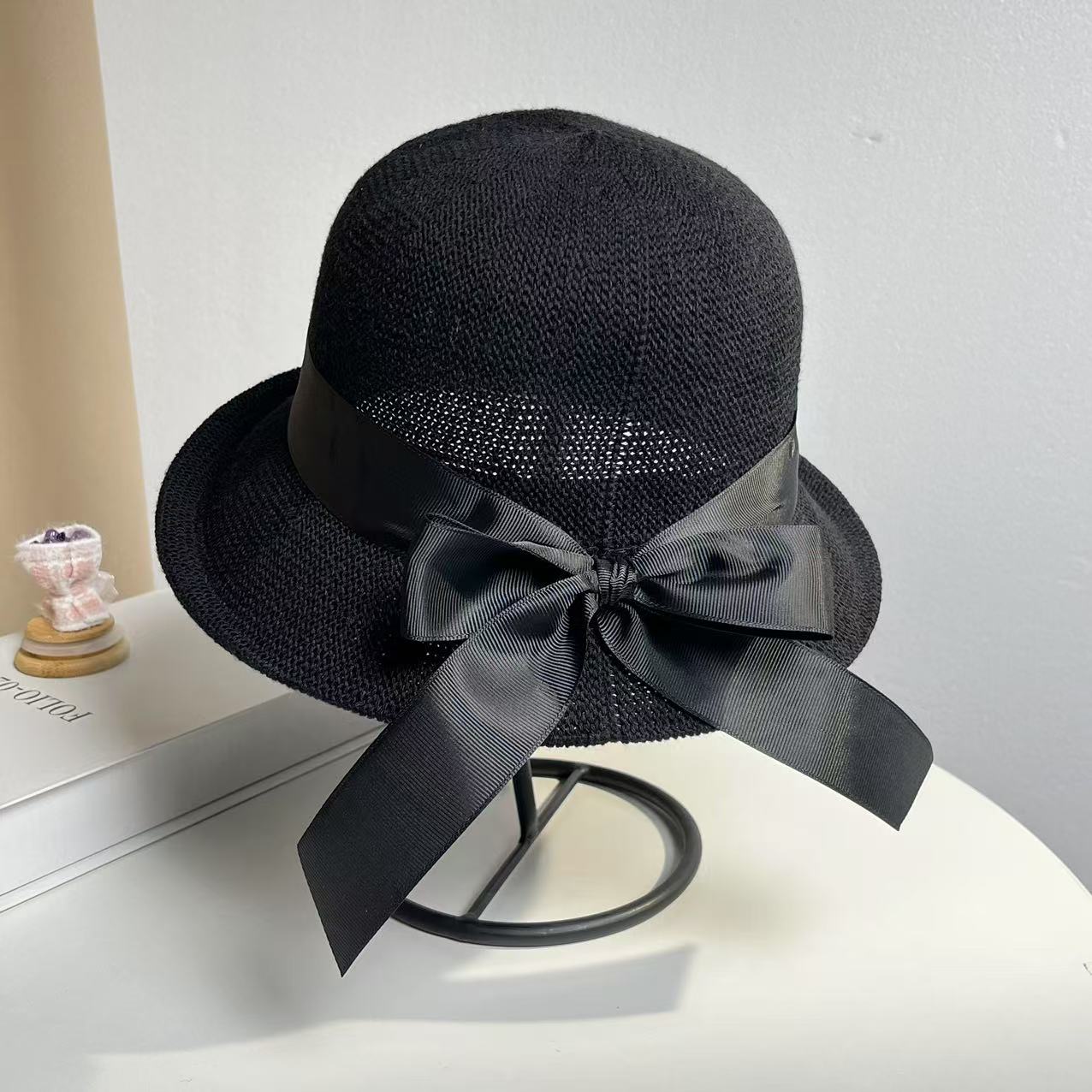 【飘带】优雅蝴蝶结渔夫帽