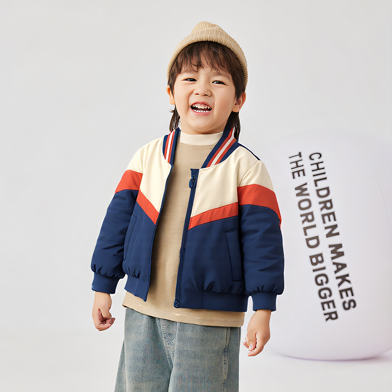 多色拼接棒球衫羽绒内胆44182244儿童女童休闲保暖防水防风