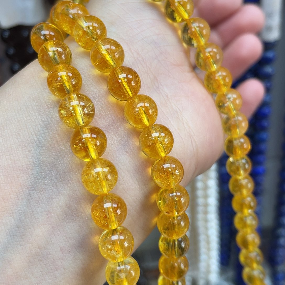 玛瑙/玉髓未镶嵌半成品5a黄水晶8m