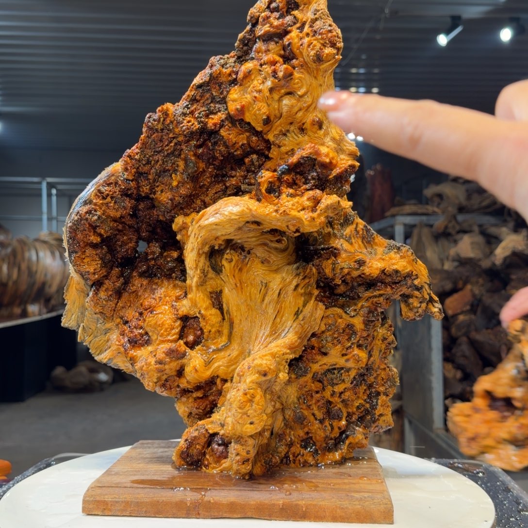 一***程木王一刀琥珀木摆件59