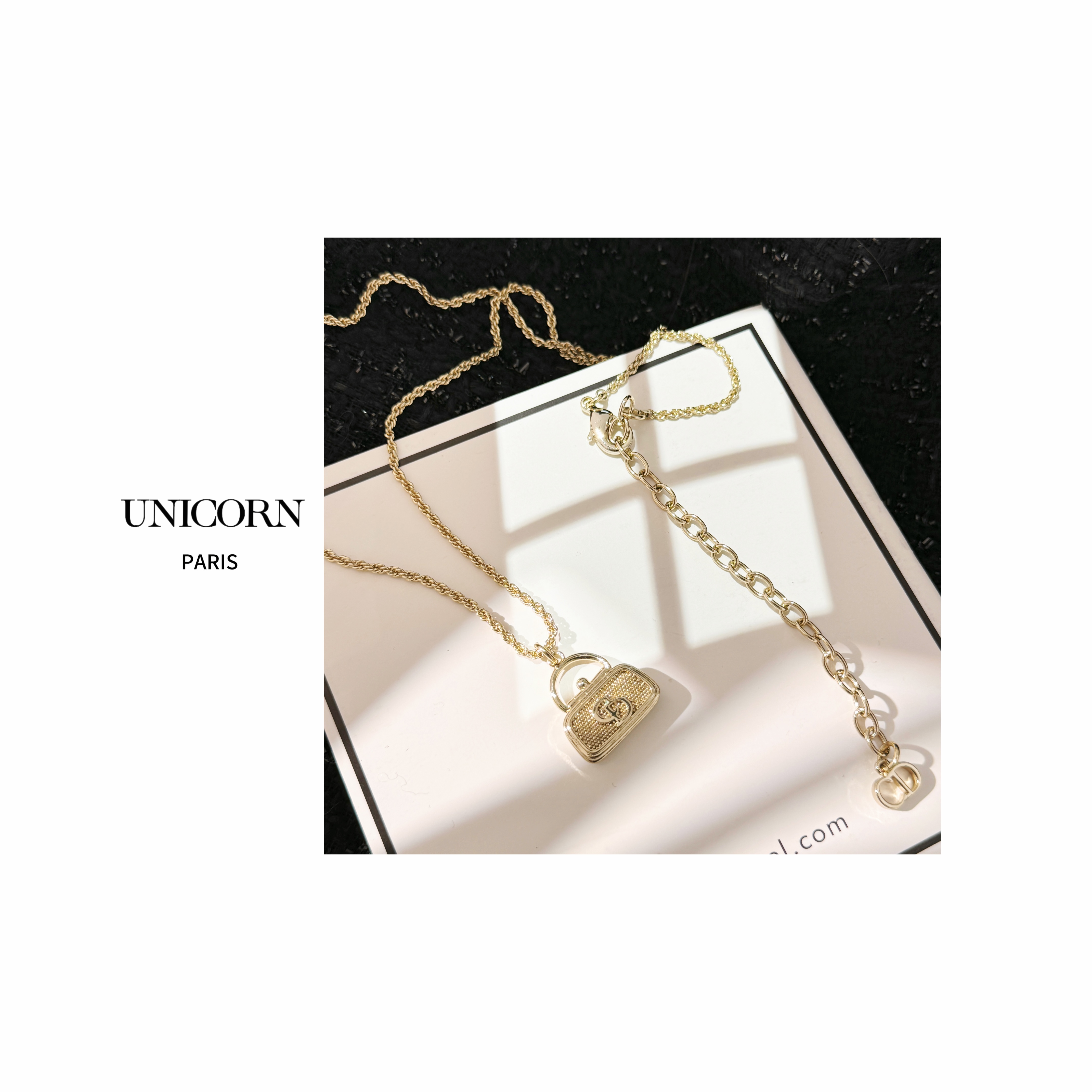 铜合金项链 复古高级既视感麻花链“包包”项链 JS0072