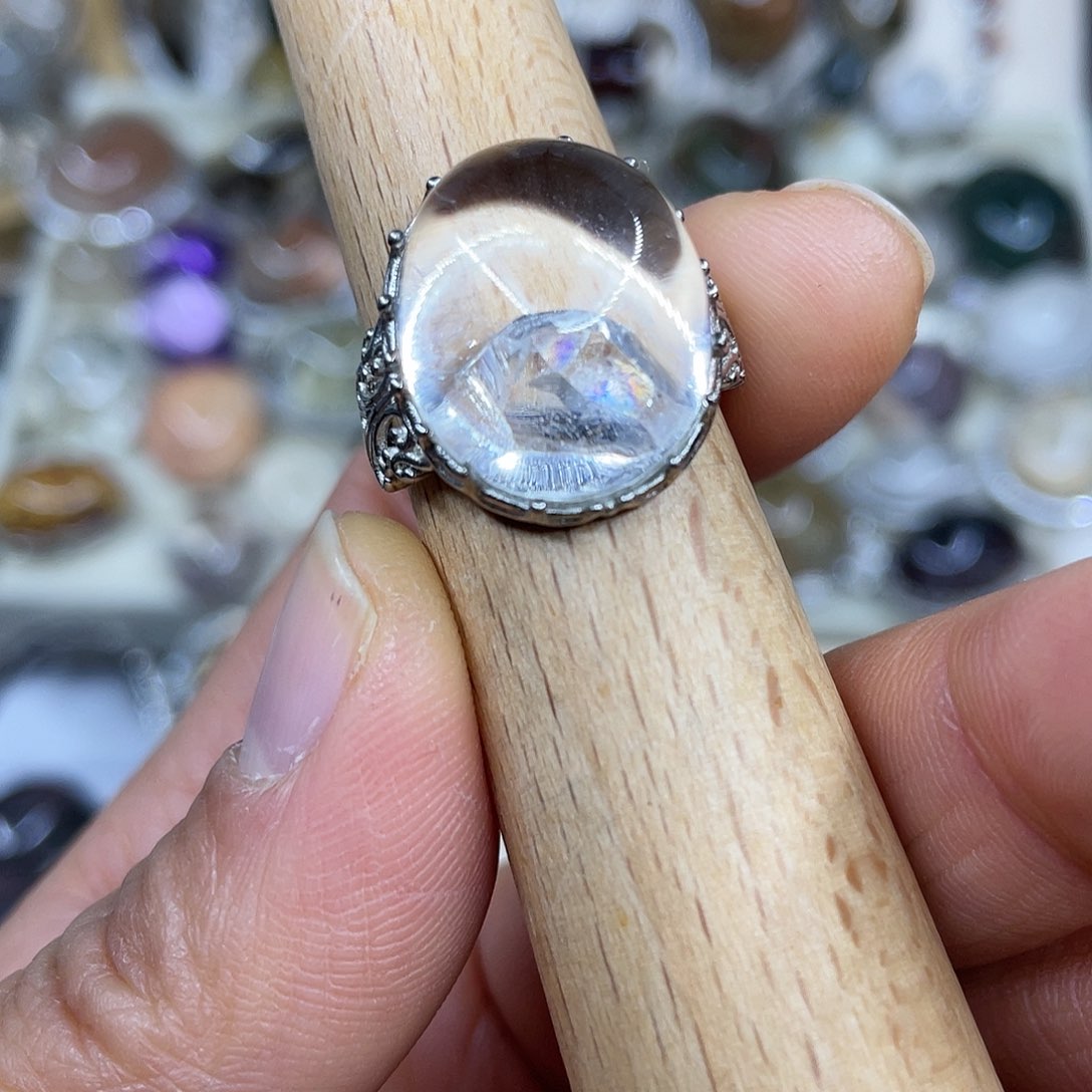 【闪购商品】银S925镶嵌珠宝半成品水晶戒指