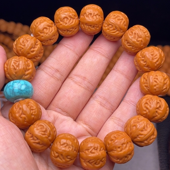 猴头核桃吊坠17麻花串绿