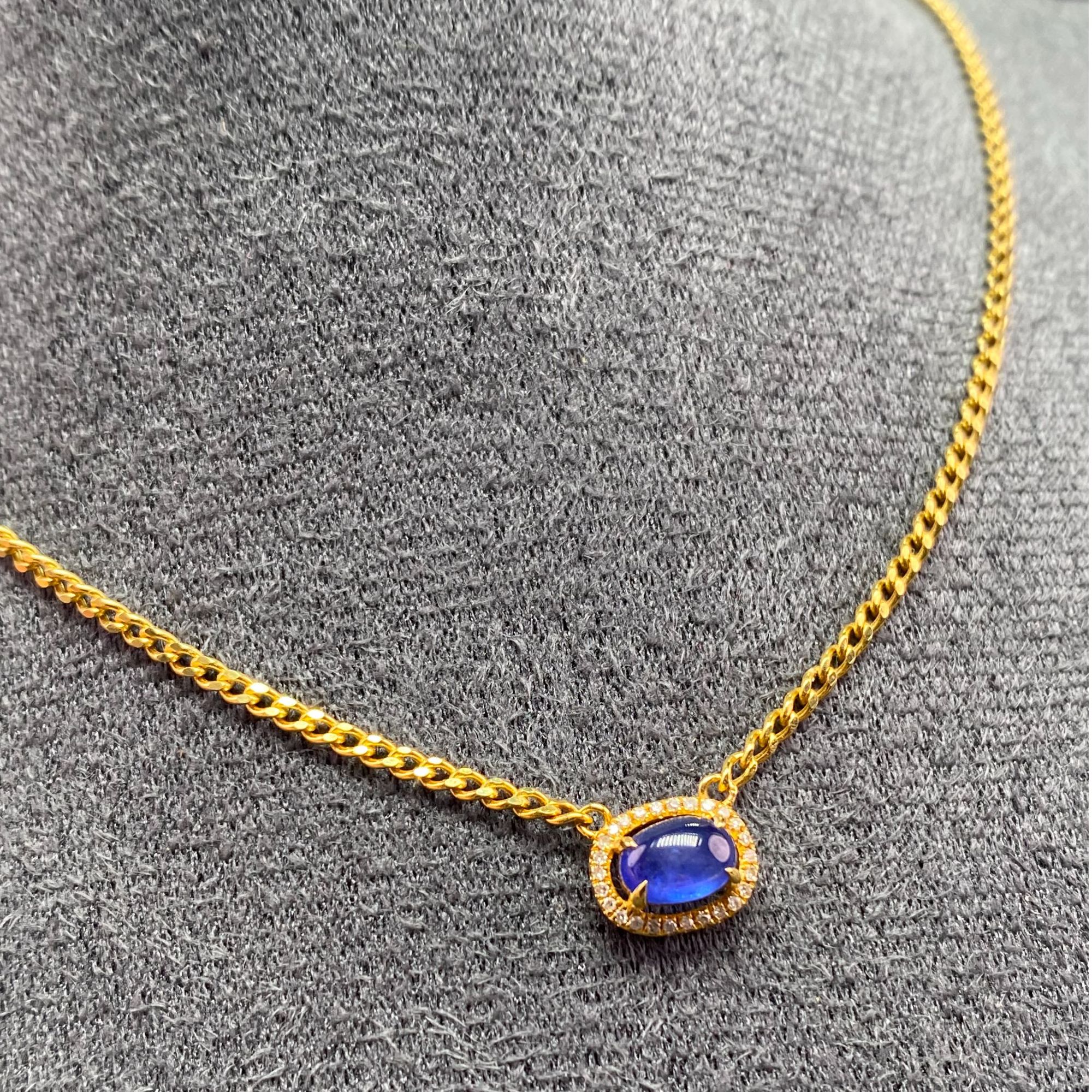 18K金蓝宝石套链