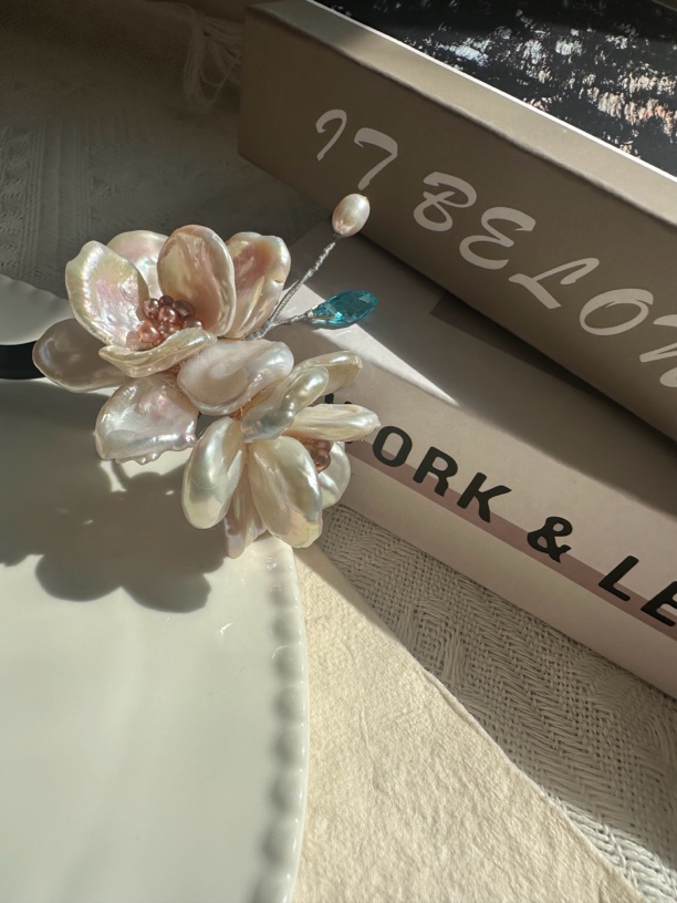 古风山茶花流苏发簪仙气少女侧边夹百搭头饰