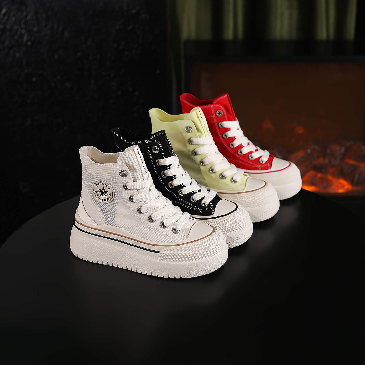 增高6cm时尚厚底透气潮流百搭女士高帮鞋休闲鞋6668