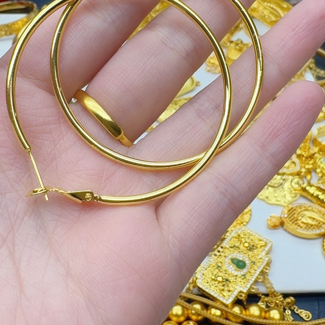 合金亮面大耳圈耳坠