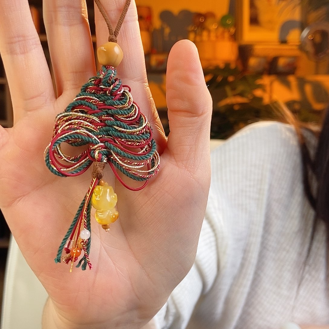 蜜蜡颈饰未镶嵌天然蜜蜡手工圣诞树挂件