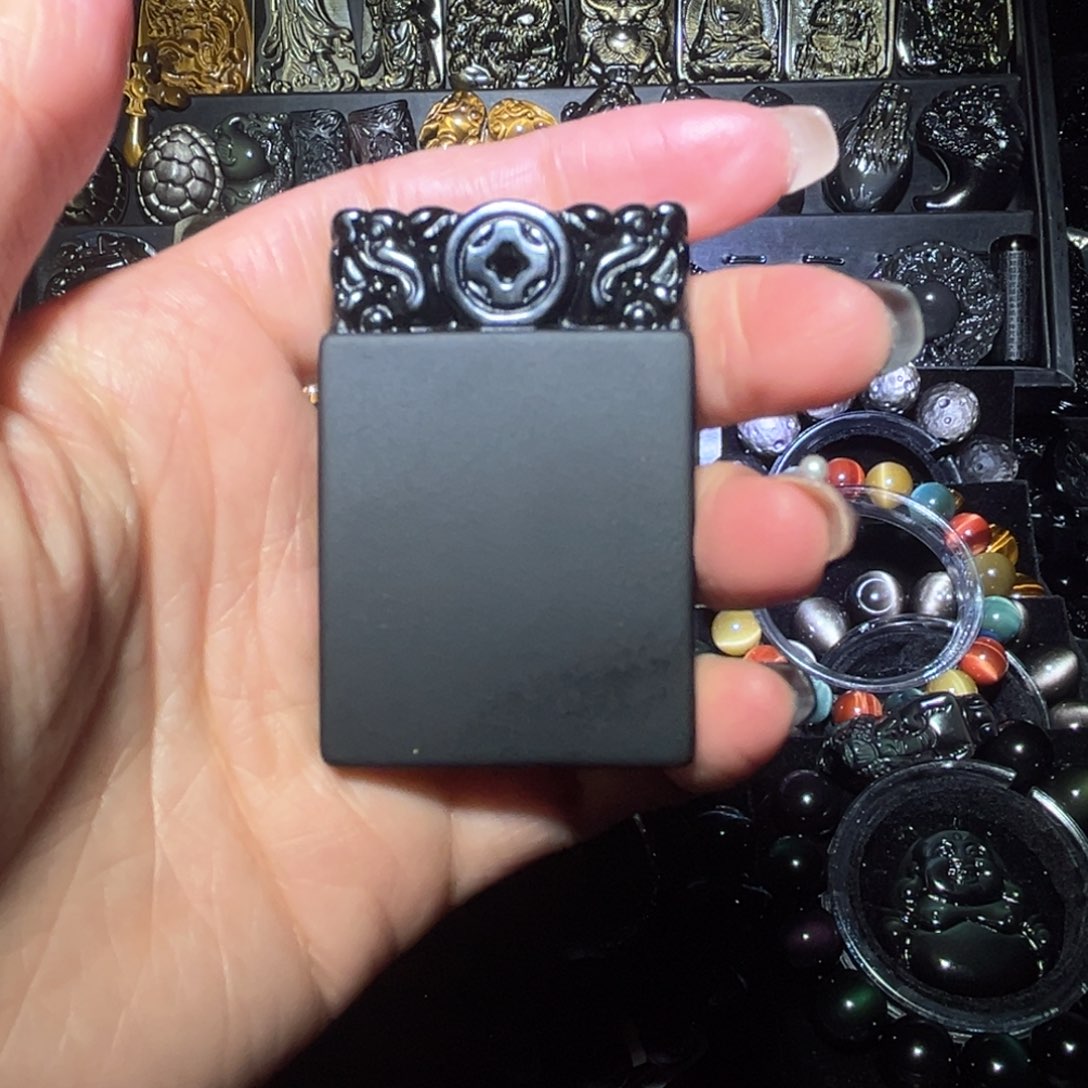 未镶嵌黑曜岩手链超****蛋黑曜石无事牌