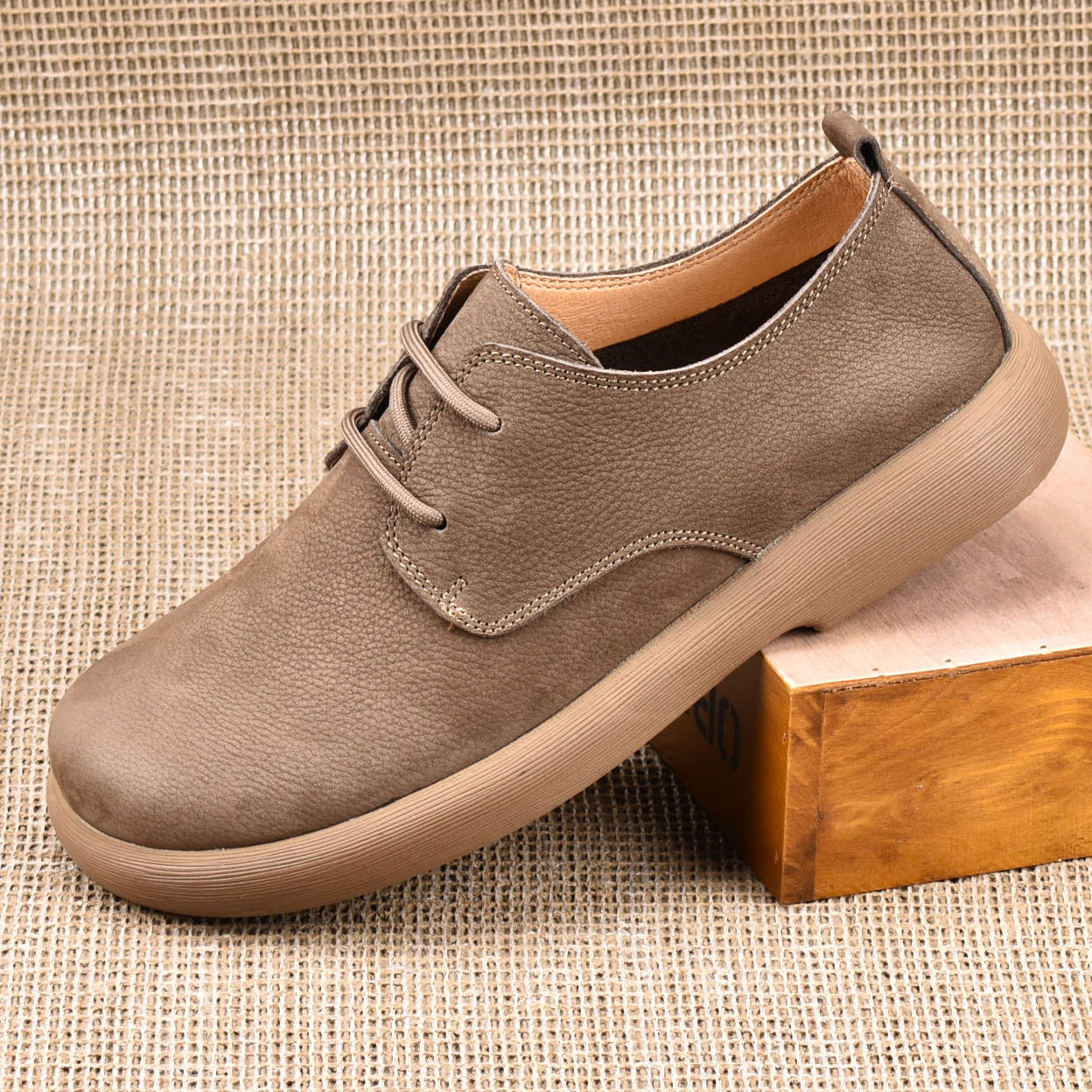 春季新款男鞋真皮休闲鞋透气软底皮鞋百搭豆豆鞋手工复古鞋男