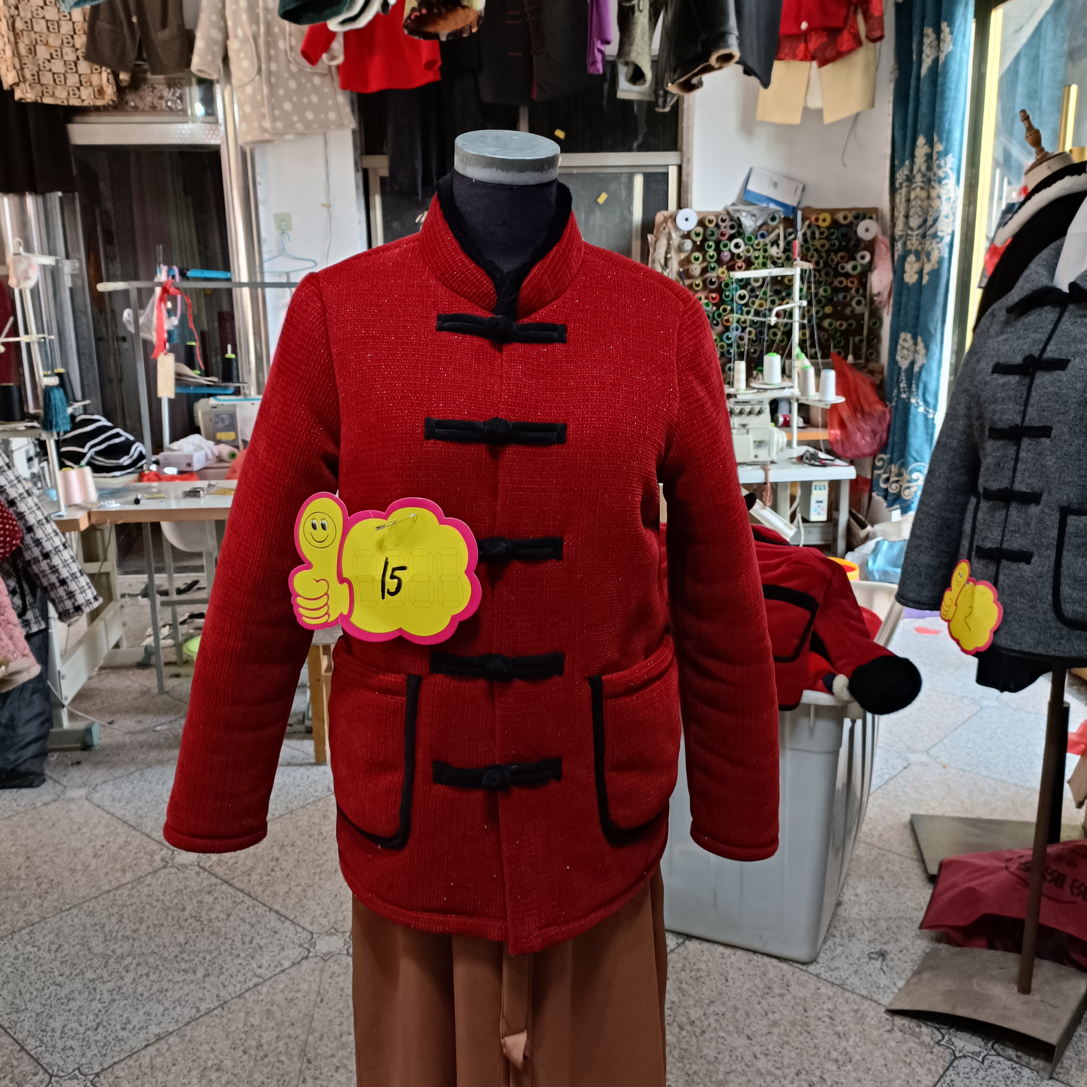 三层复合中式复古加绒加厚棉服冬季保暖女装青果领设计