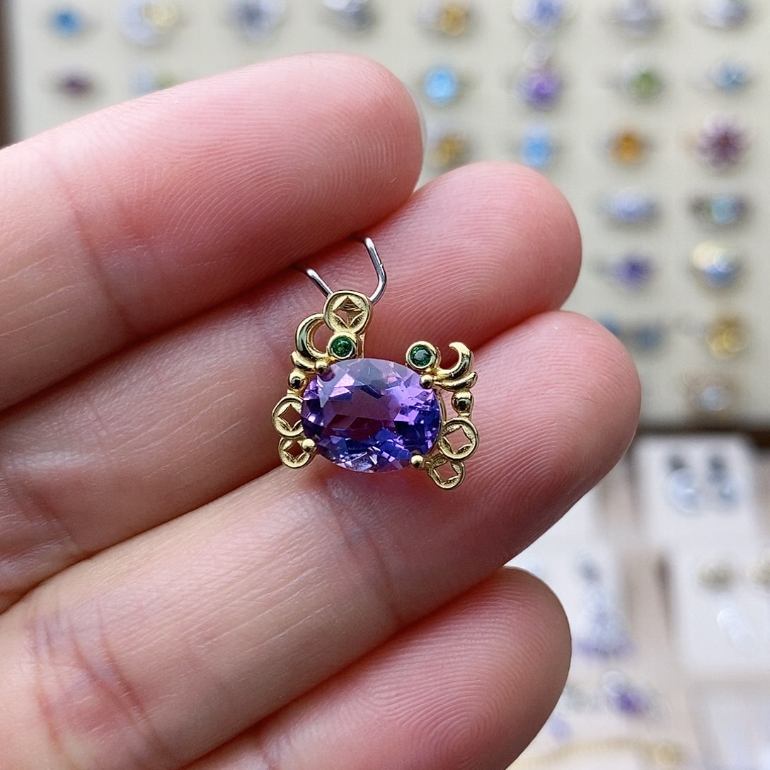 紫晶吊坠(不含链)银S925镶嵌需要证书备注