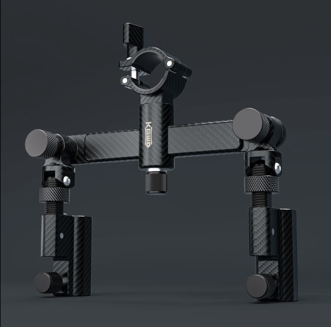 空钩悟道碳纤纹理双炮台新款超轻航空铝万向调节架杆钓椅炮台支架