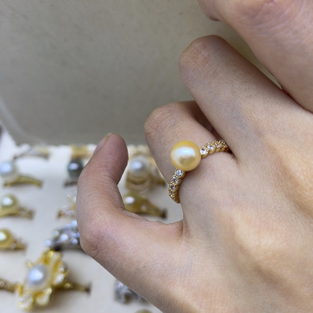 海水珍珠戒指银S925镶嵌
