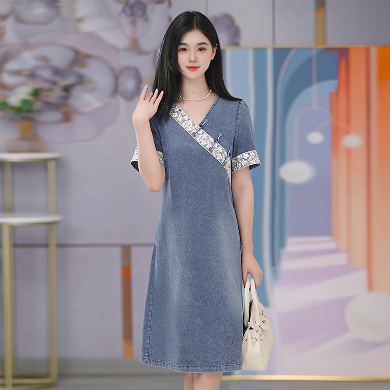 夏季牛仔新款连衣裙洋气减龄气质显瘦中长款裙子女