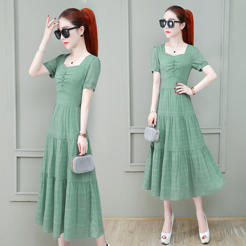 女装连衣裙减龄中长款收腰显瘦法式直播间下单私拍随机发