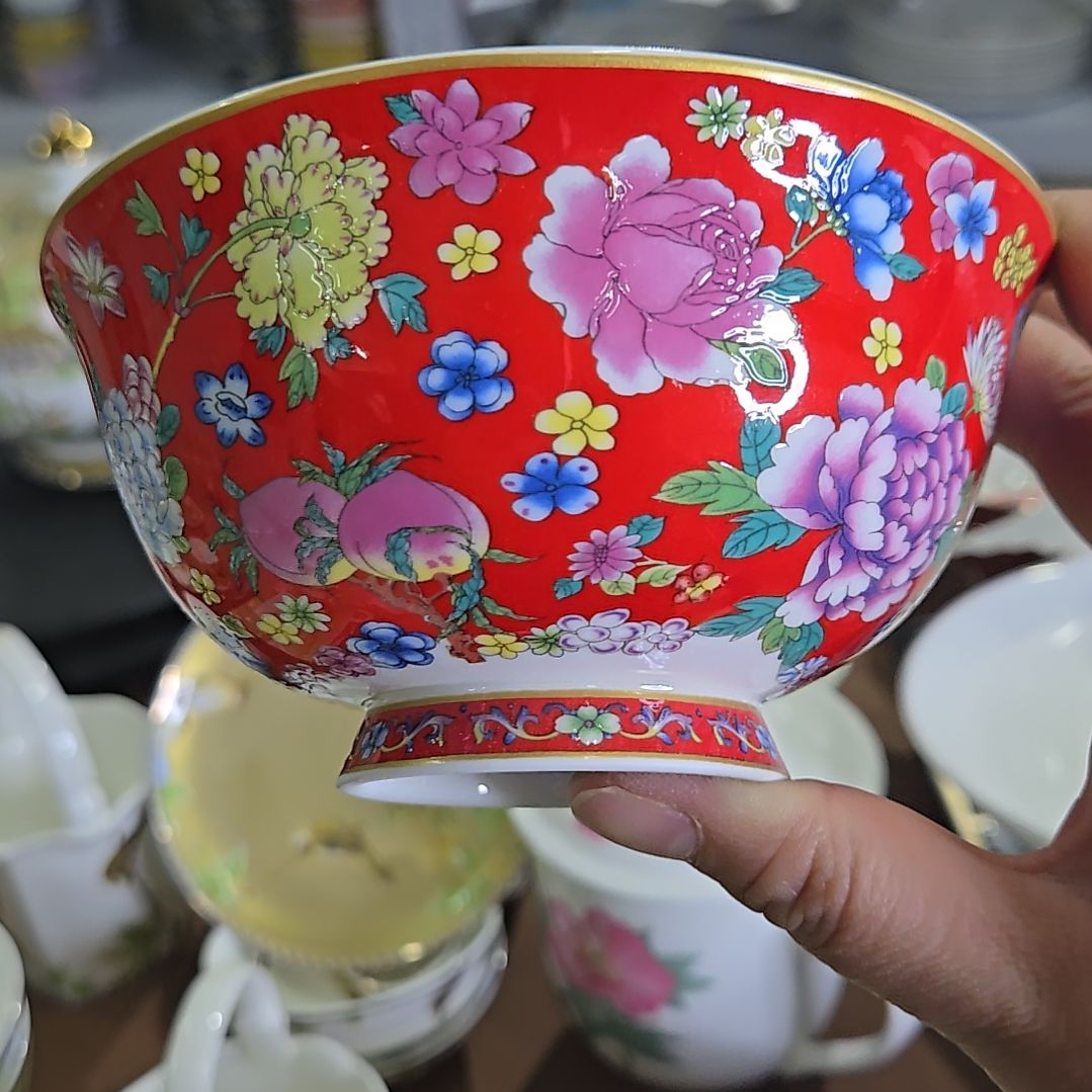 碗微瑕4.5寸6个珐琅彩万花666666666