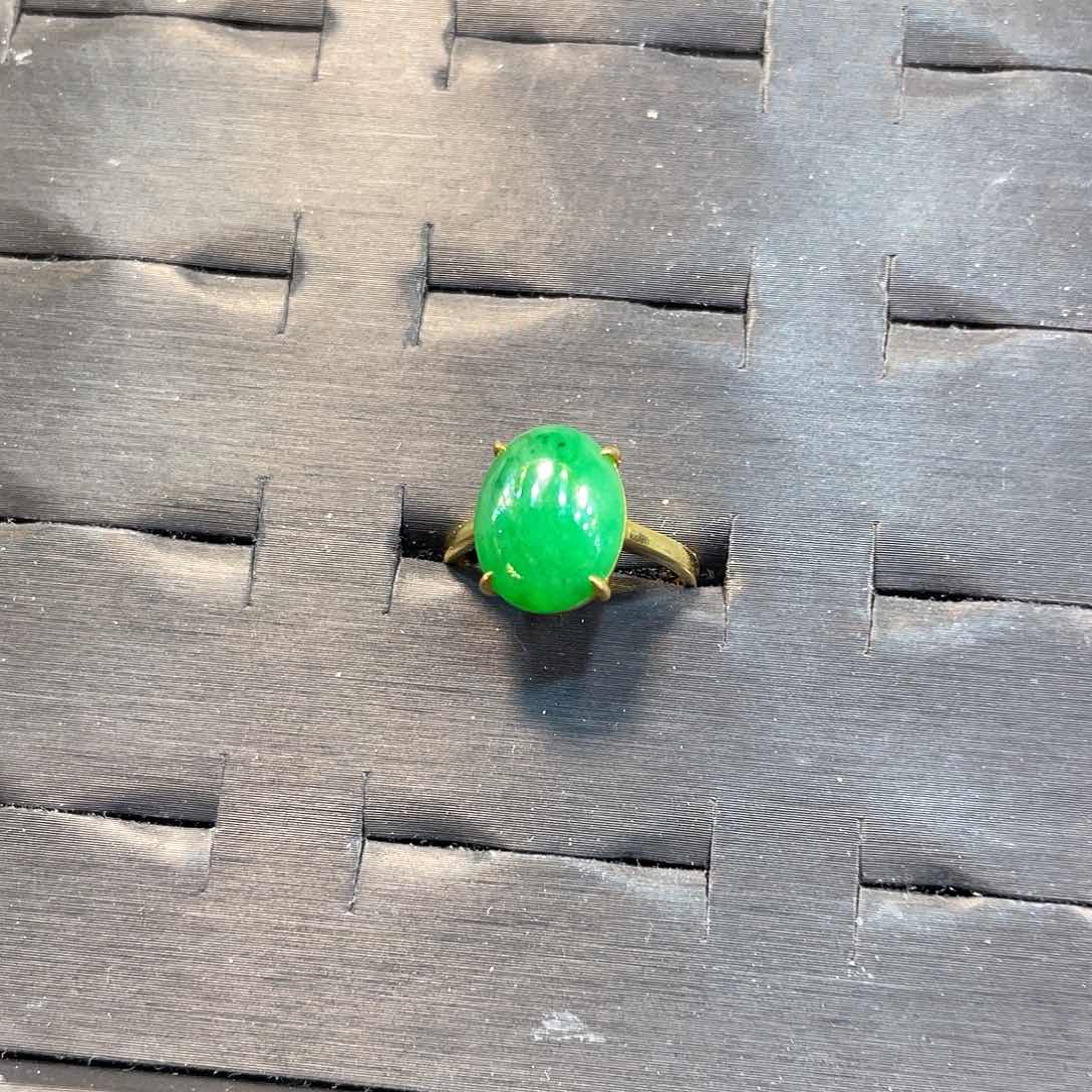 翡翠戒指18K金镶嵌浠*天然翡翠