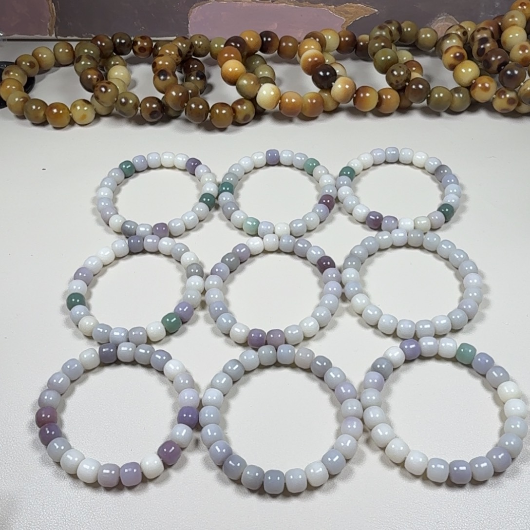 菩提根/象牙果手串紫烟翠卡10 微瑕