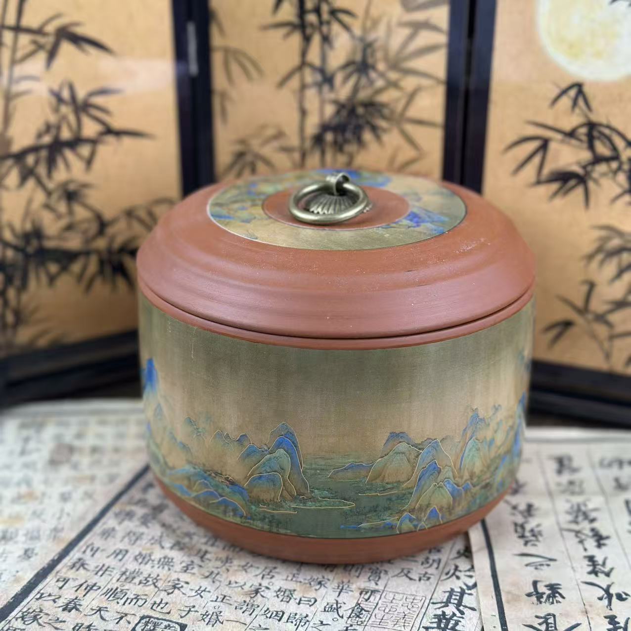 紫砂-千里江山图茶叶罐@ZH1554