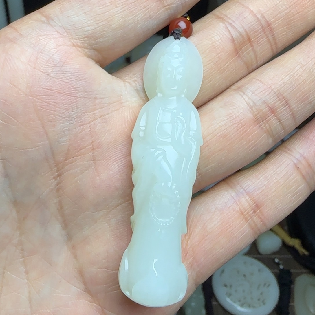 和田玉挂件未镶嵌站观音