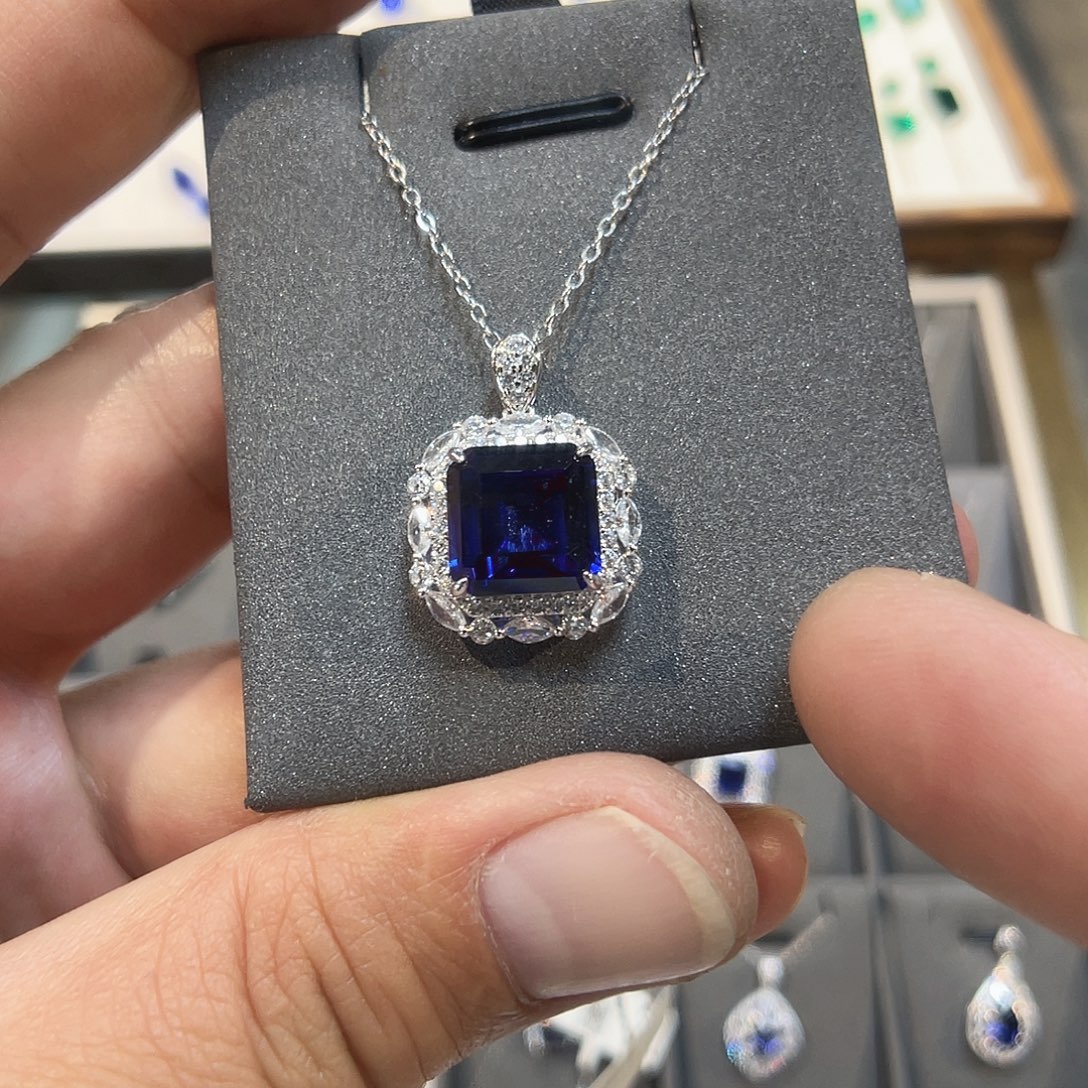 925银培育宝石实心s925银镶