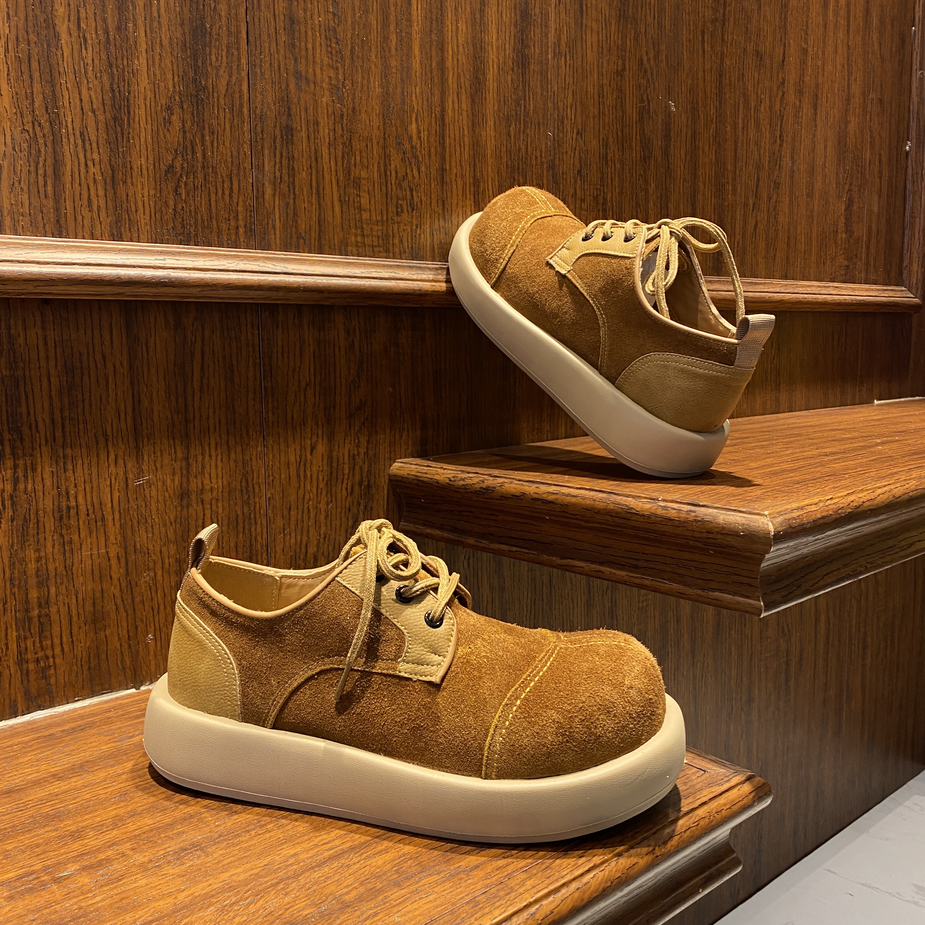 男鞋秋冬新款小众潮流大头鞋时尚百搭舒适轻便反绒皮高档休闲鞋