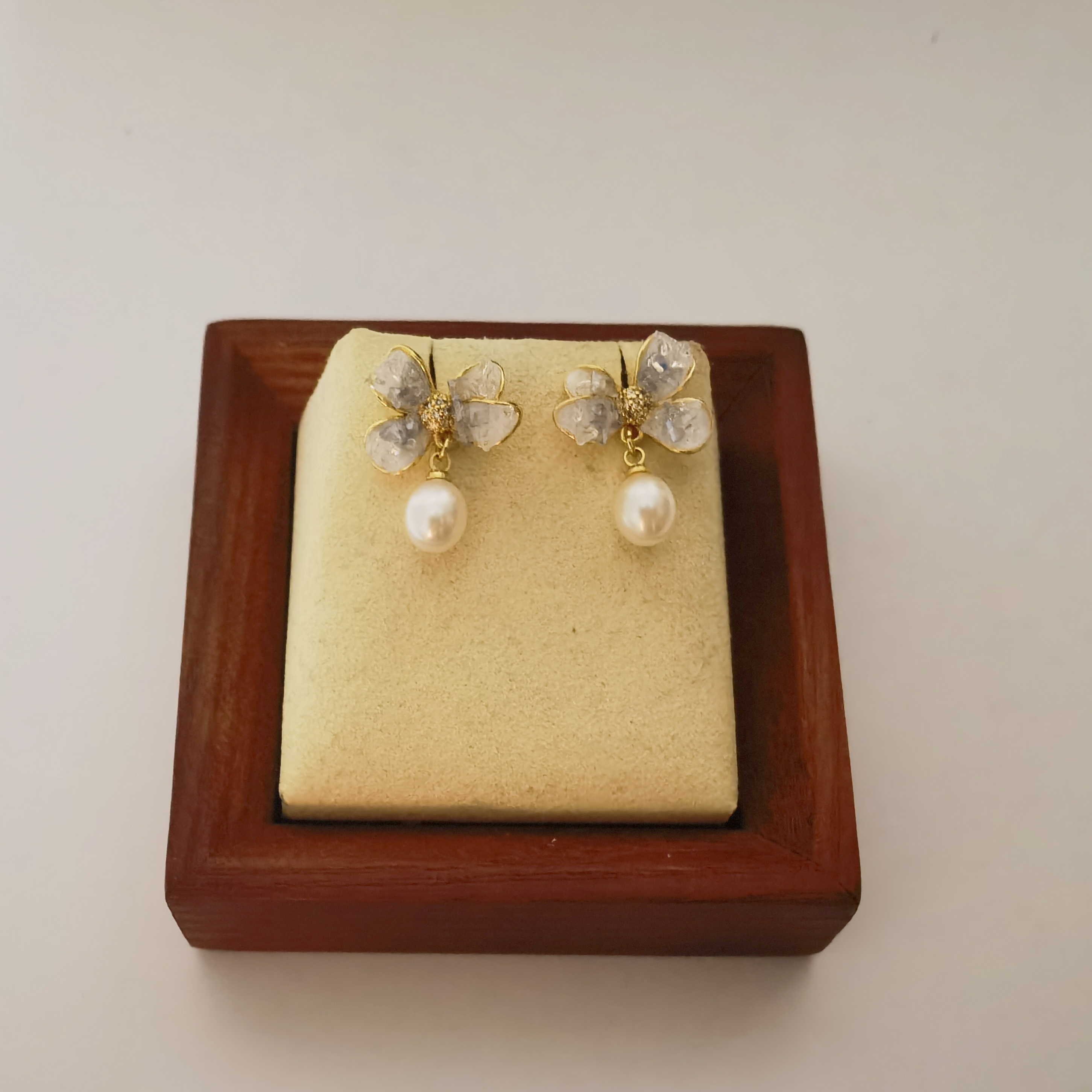 清沧 天然淡水珍珠 925银针 冰晶花珍珠耳坠 6005