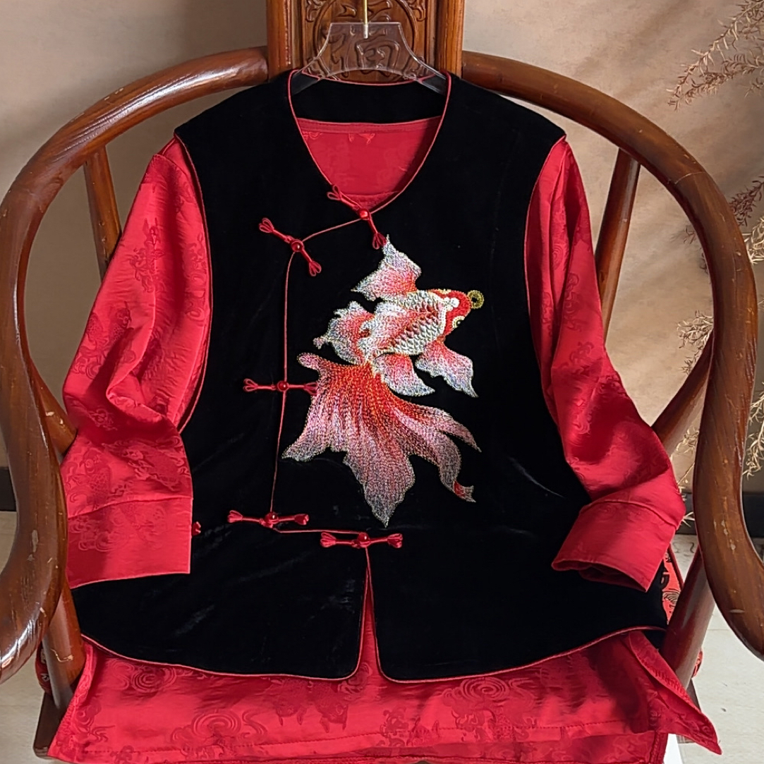 三姐家新中式重工刺绣百搭气质马甲