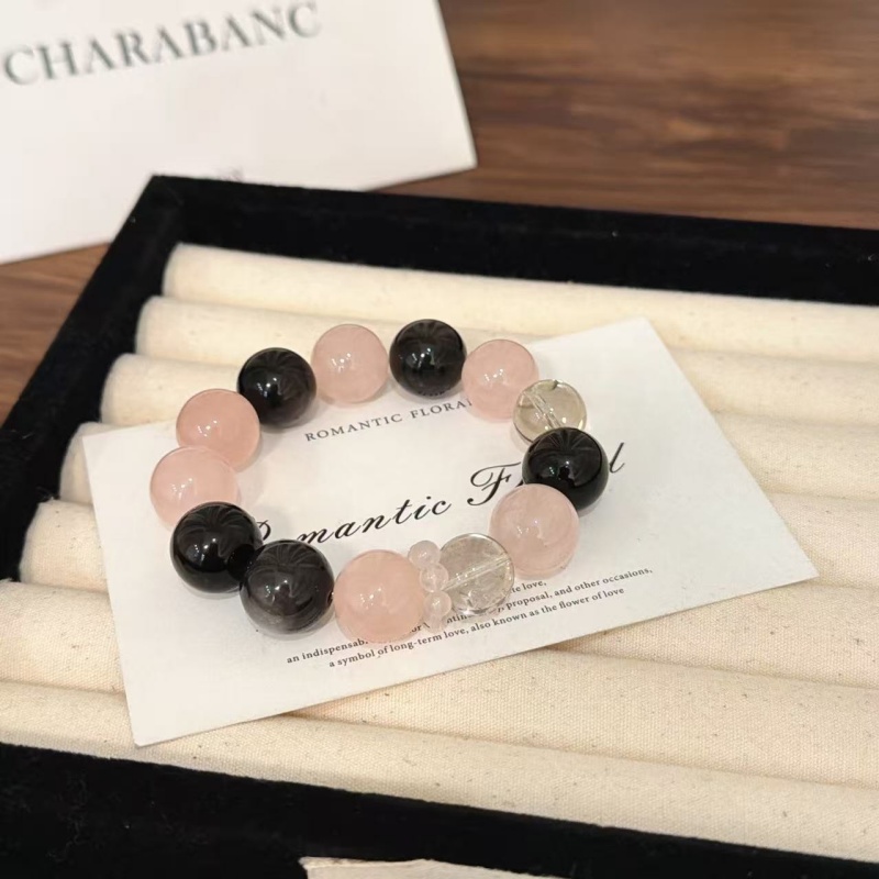 X1896[观山物]西柚粉茶晶银曜石手链高端轻奢手串多样性发一