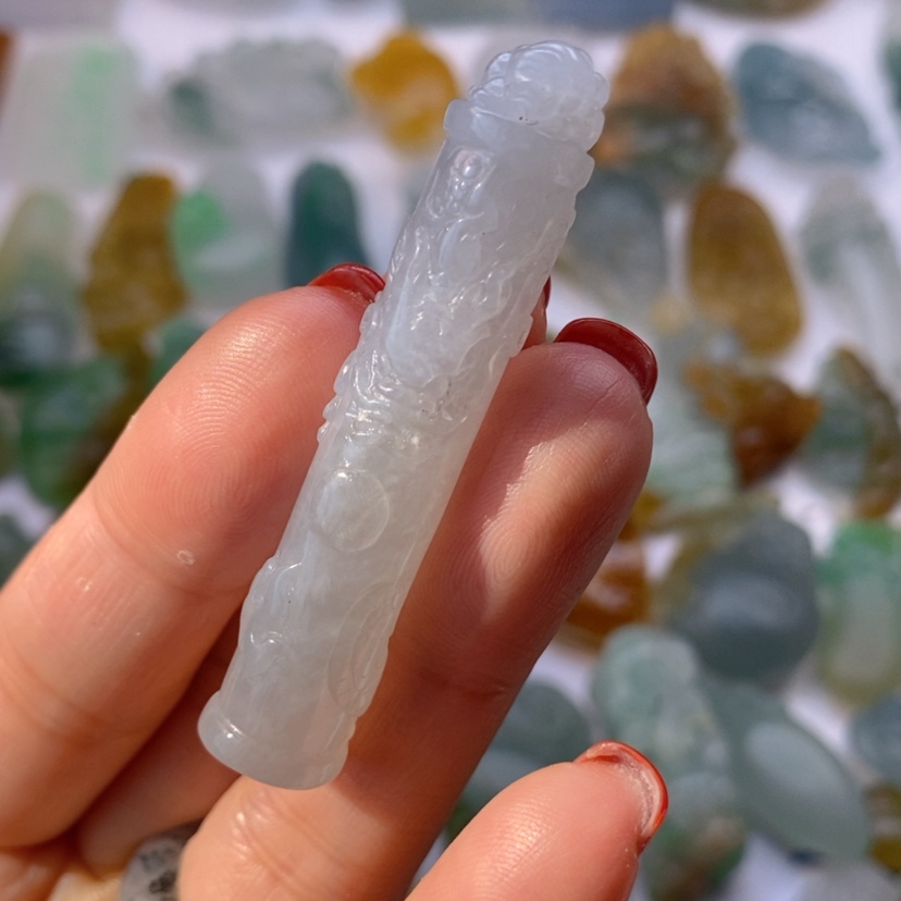 【闪购商品】定制翡翠未镶嵌龙柱