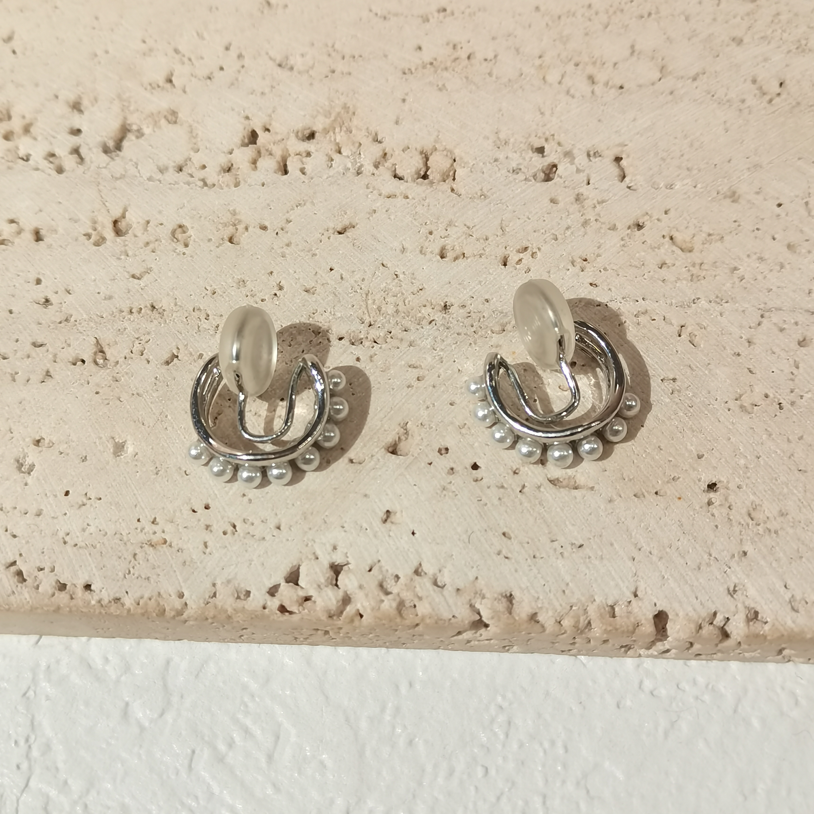 合金耳饰 甜可饰品 高级法式复古简约珠珠耳夹