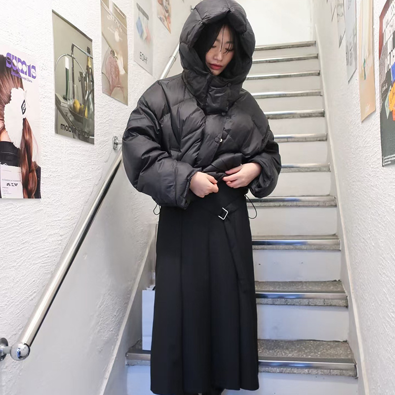 韩国东大门时尚冬季短款连帽宽松韩版百搭羽绒服