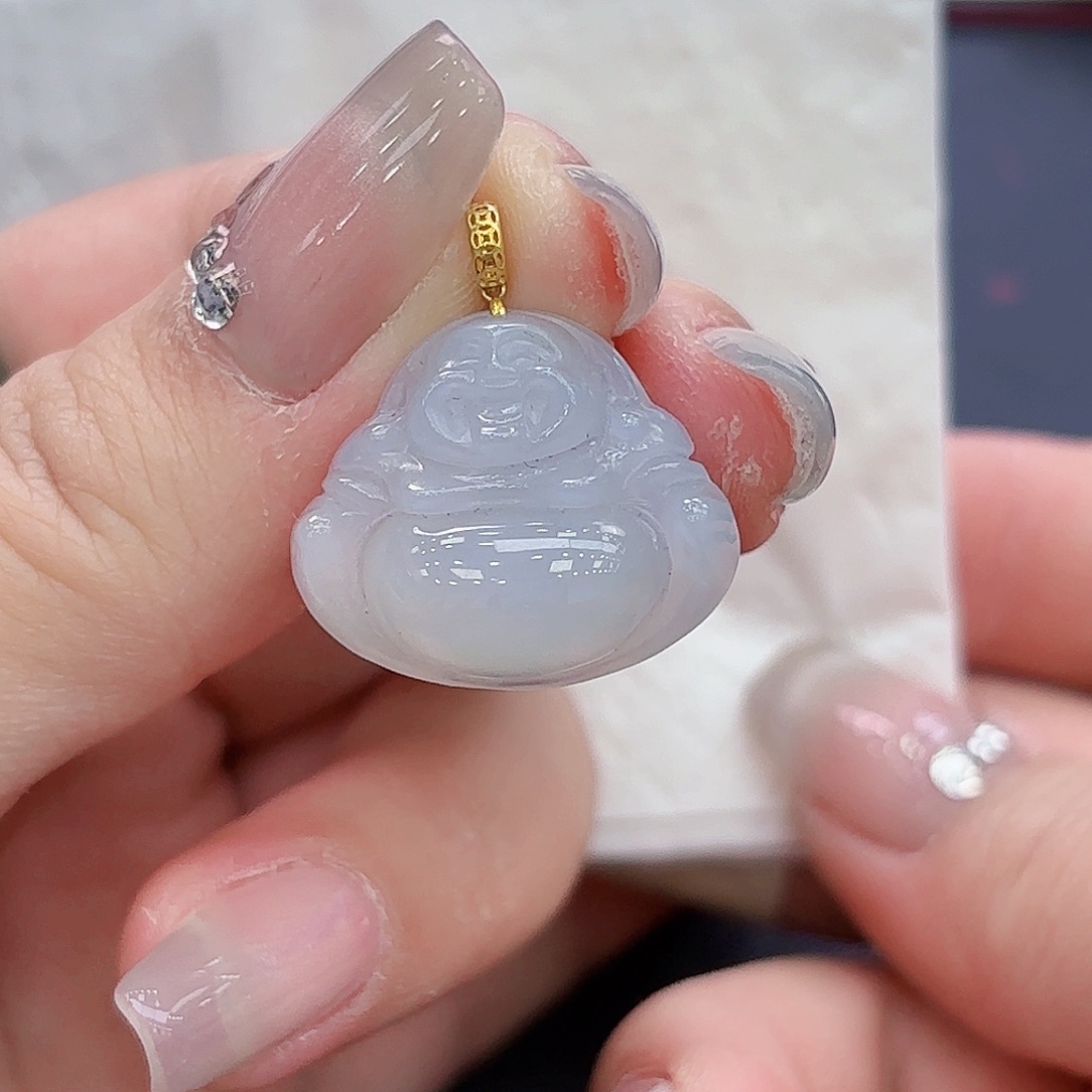 翡翠颈饰18K金镶嵌精品•佛公吊坠