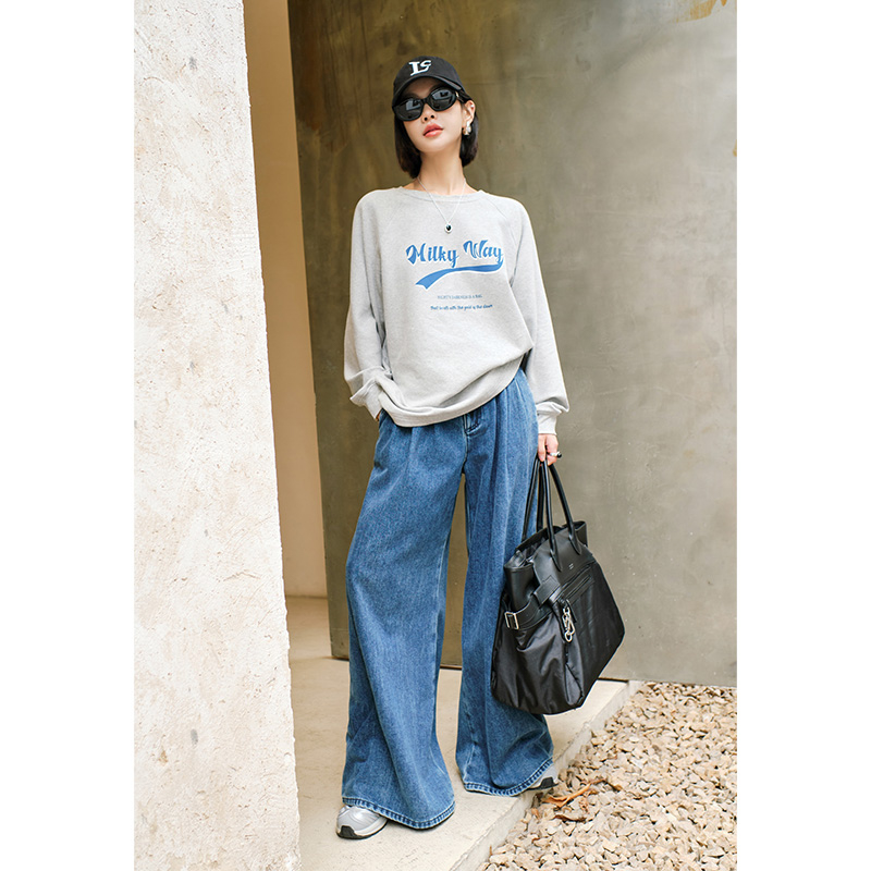 美洋MEIYANG【70系列清仓特卖】贝加尔牛仔裤 复古港风磨毛阔腿裤