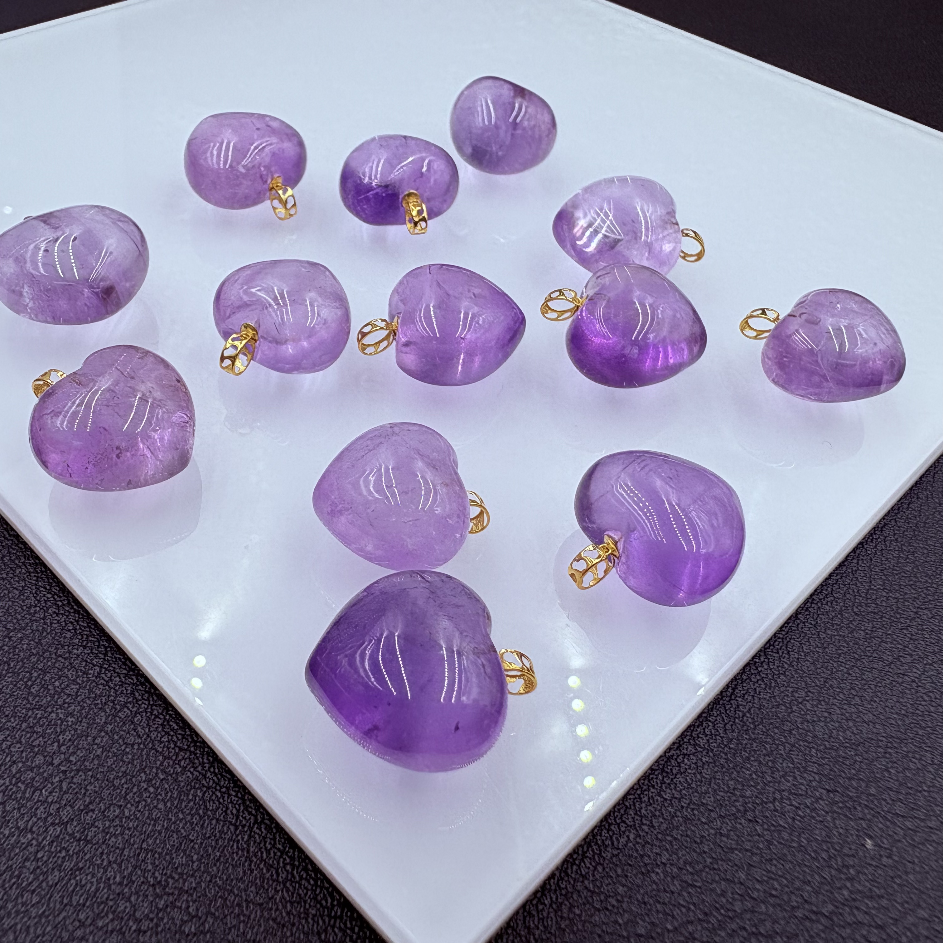 「戴琴珠宝」DQ1777-18K金紫水晶爱心吊坠（多样性发其一）