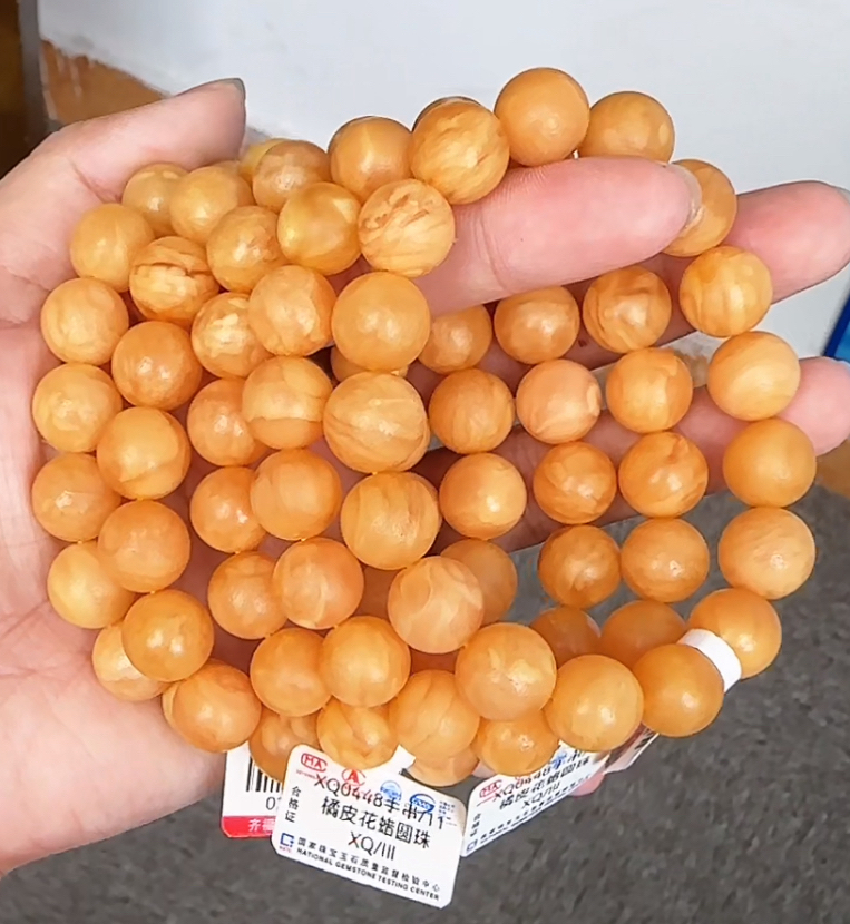 【齐福珠宝】XQ0448/11mm橘皮俄料花蜡圆珠单圈（多样性发其一）